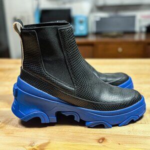 Sorel Brex Chelsea Heeled Womens Size 10 Waterproof Pull On Boots Black Blue